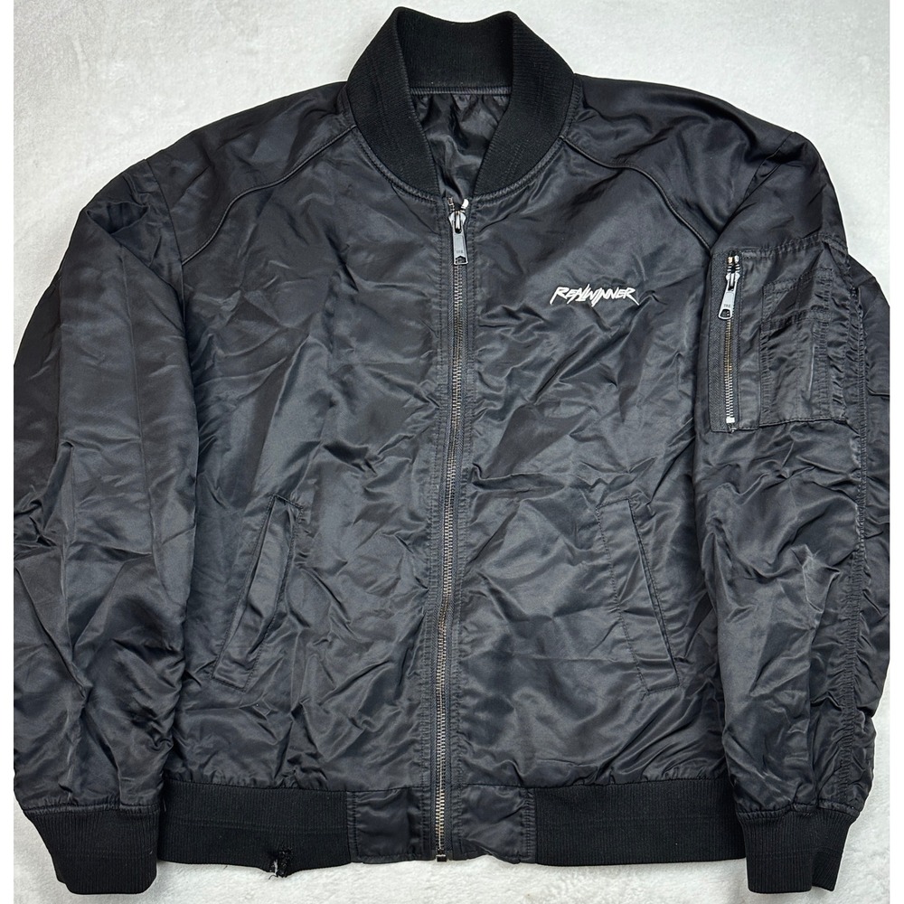 REALWINNER‎ Black Bomber Jacket Tiger Embroidered Mens Size XL